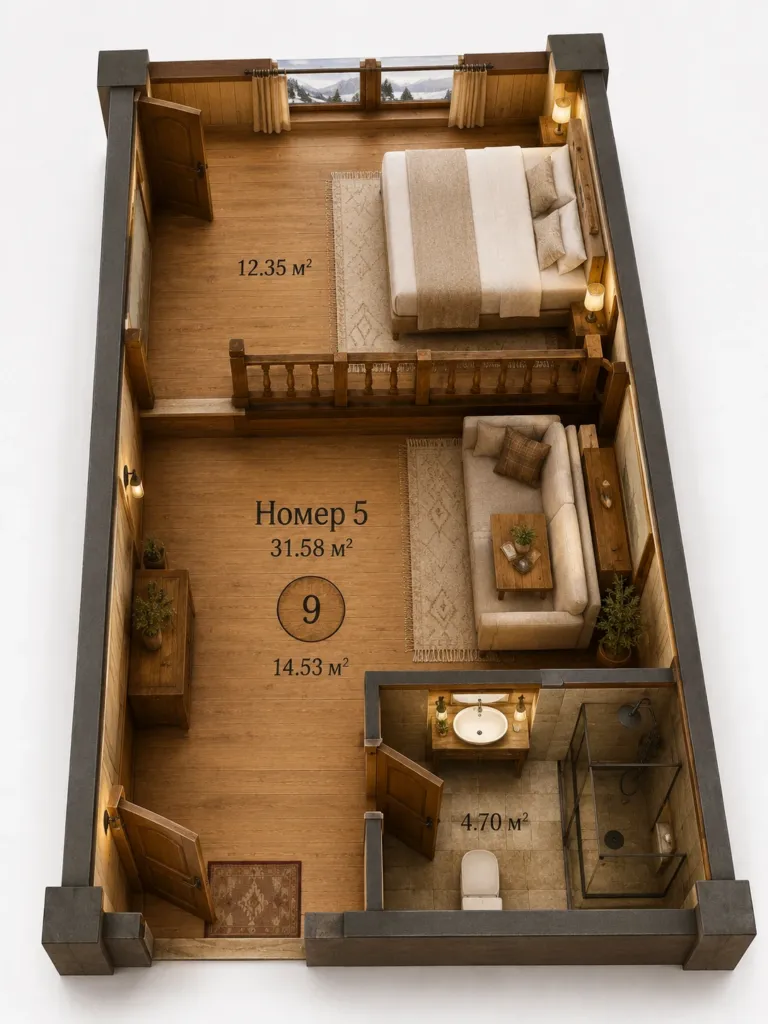 Апартамент 31,58 м² в RESORT HALL & SPA — 18,95 млн ₽