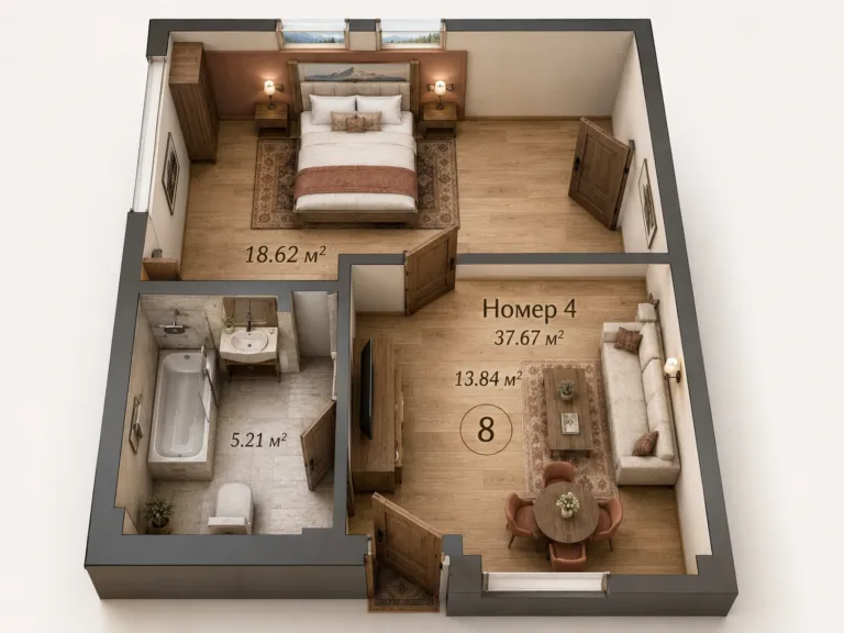 Апартамент 37,67 м² в RESORT HALL & SPA — 22,6 млн ₽