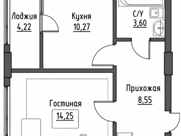 1-комнатная квартира 36,16 м² в ЖК «8-Авеню» — 2,06 млн ₽