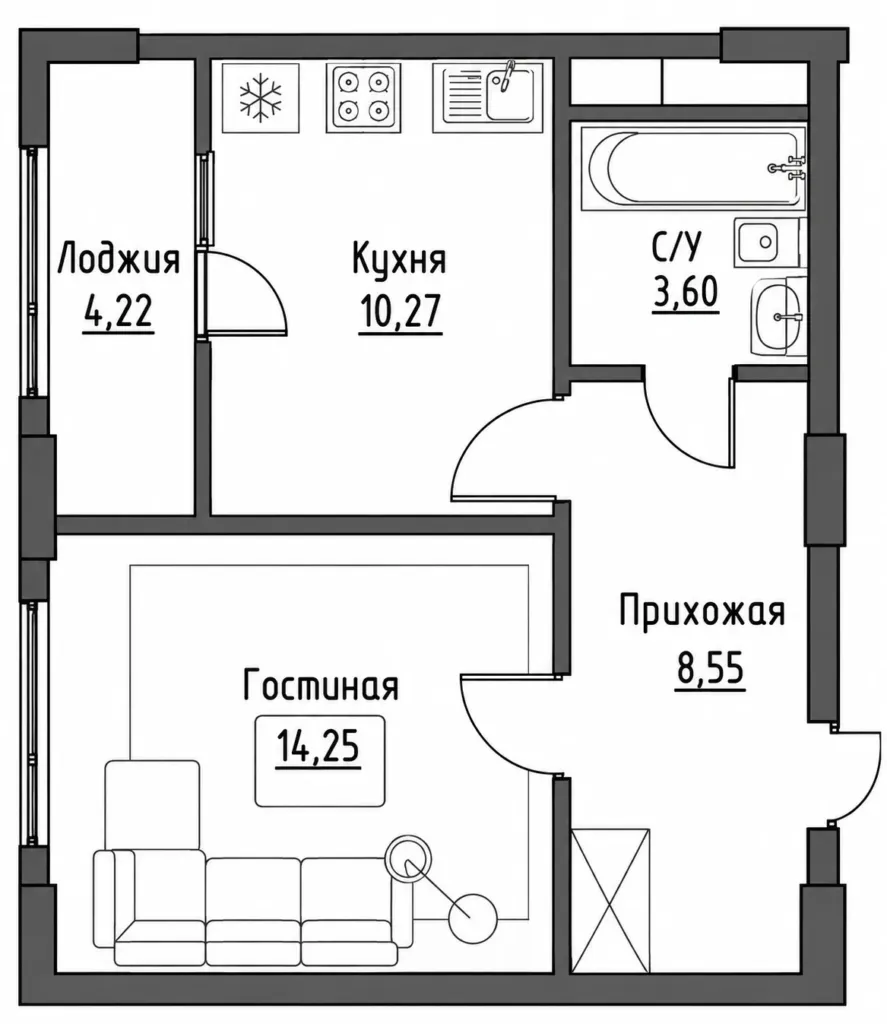 1-комнатная квартира