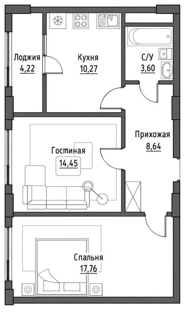2-х комнатная квартира